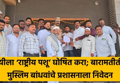 गायीला ‘राष्ट्रीय पशू’ घोषित करा; बारामतीतील मुस्लिम बांधवांचे प्रशासनाला निवेदन गायीला ‘राष्ट्रीय पशू’ घोषित करा; बारामतीतील मुस्लिम बांधवांचे प्रशासनाला निवेदन