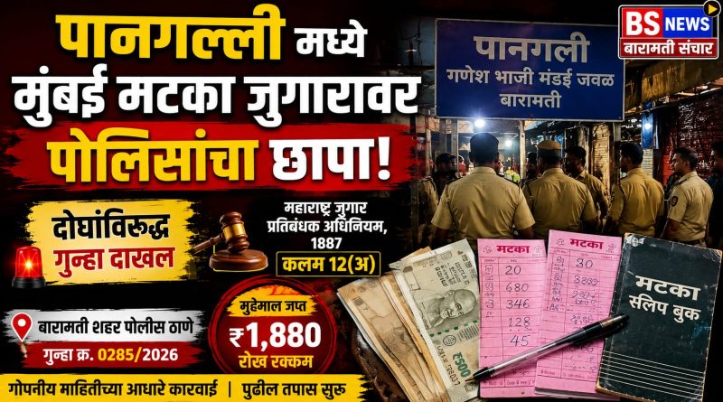पानगल्लीत मुंबई मटका जुगारावर पोलिसांचा छापा; दोघांविरुद्ध गुन्हा दाखल