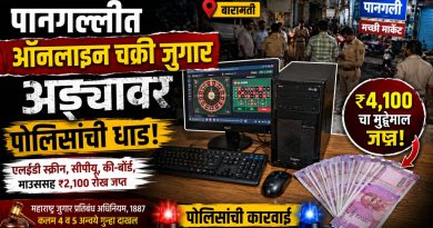 पानगल्लीत ऑनलाइन चक्री जुगार अड्ड्यावर पोलिसांची धाड; ४,१०० चा मुद्देमाल जप्त
