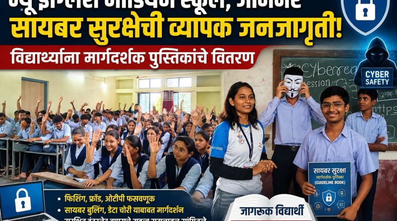 न्यू इंग्लिश मीडियम स्कूल, जामनेर येथे सायबर सुरक्षेची व्यापक जनजागृती; विद्यार्थ्यांना मार्गदर्शक पुस्तिकांचे वितरण