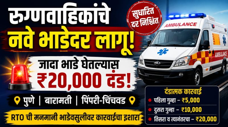 रुग्णवाहिकांचे सुधारित भाडेदर लागू; जादा आकारणी केल्यास दंडात्मक कारवाई