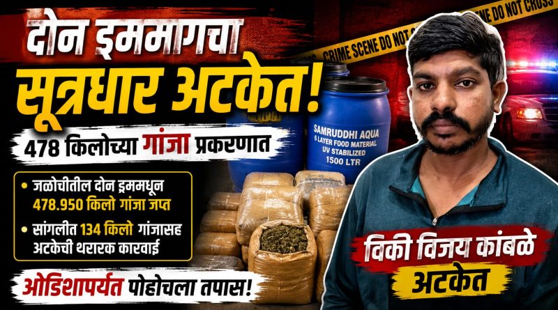 दोन ड्रममागचा सूत्रधार अखेर पोलिसांच्या जाळ्यात; ४७८ किलो गांजा प्रकरणात विकी कांबळे अटकेत