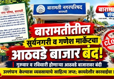 बारामतीतील सूर्यनगरी, गणेश मार्केटचा आठवडे बाजार बंद