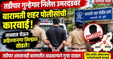 तडीपार गुन्हेगार निलेश उमरदंडवर बारामती शहर पोलिसांची कारवाई; ताब्यात घेऊन अहिल्यानगर जिल्ह्यात सोडले!